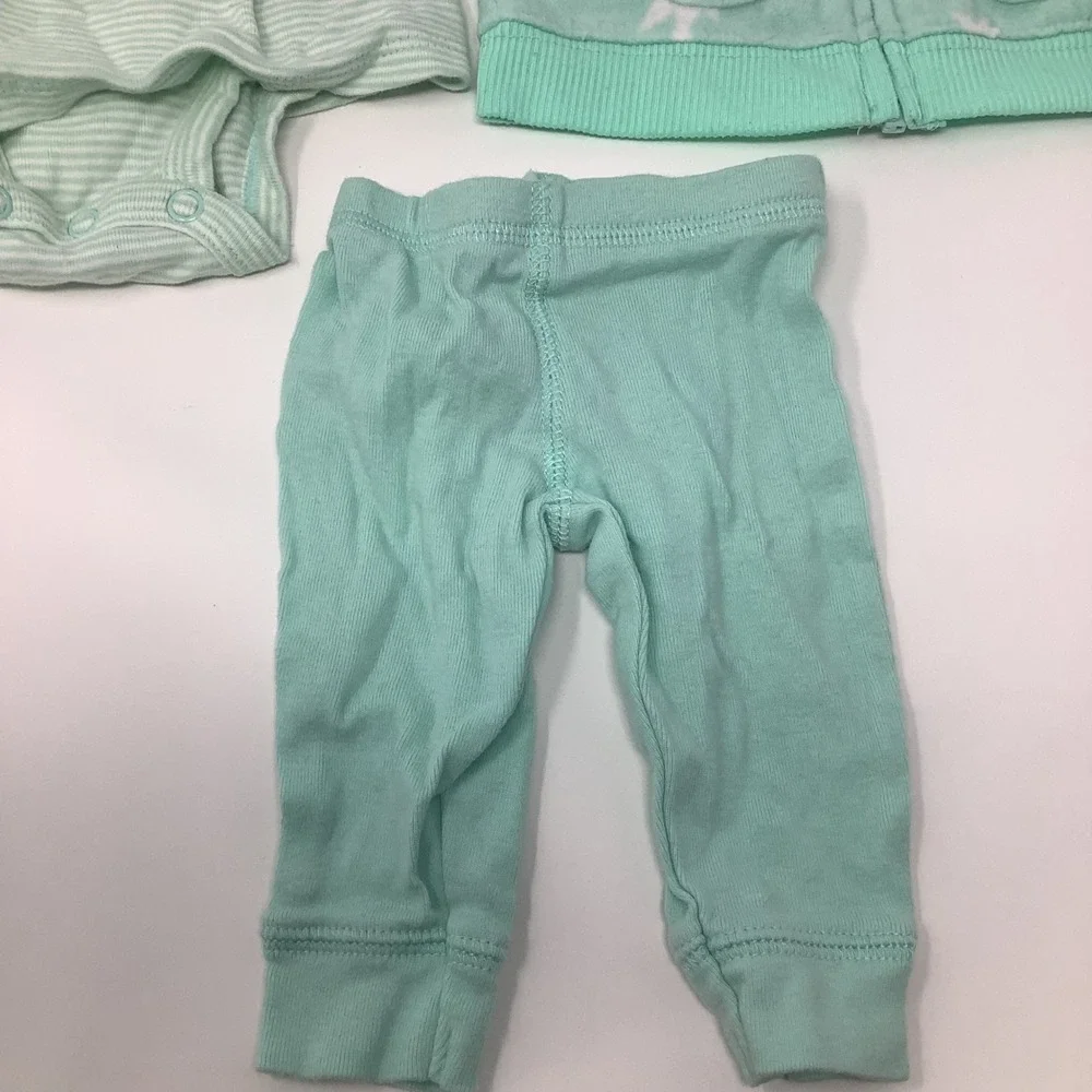 Carter's Baby Girl 3pc Lot Newborn Mint‎ Dress Vest Leggings